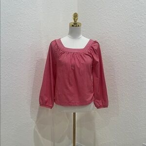 J. Crew Red and White Striped Blouse